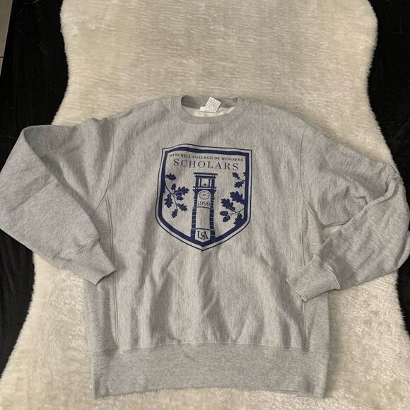 Champion Reverse Weave Gray Pullover Sweater Size Medium Mitchell‎ College Buss - Picture 1 of 6